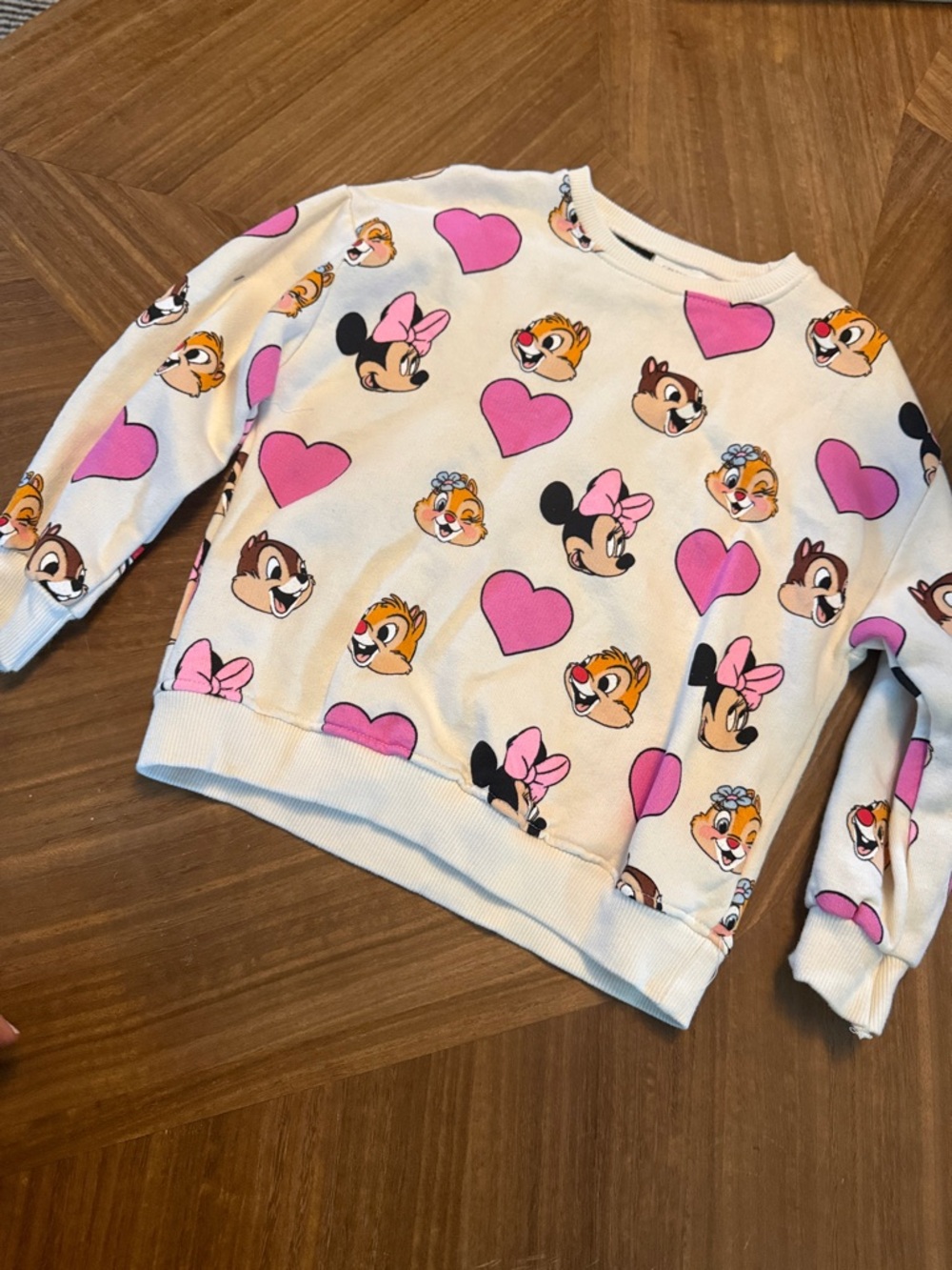 Zara Kids Minnie & Friends Heart Print Sweatshirt - Pink/White Size 4-5